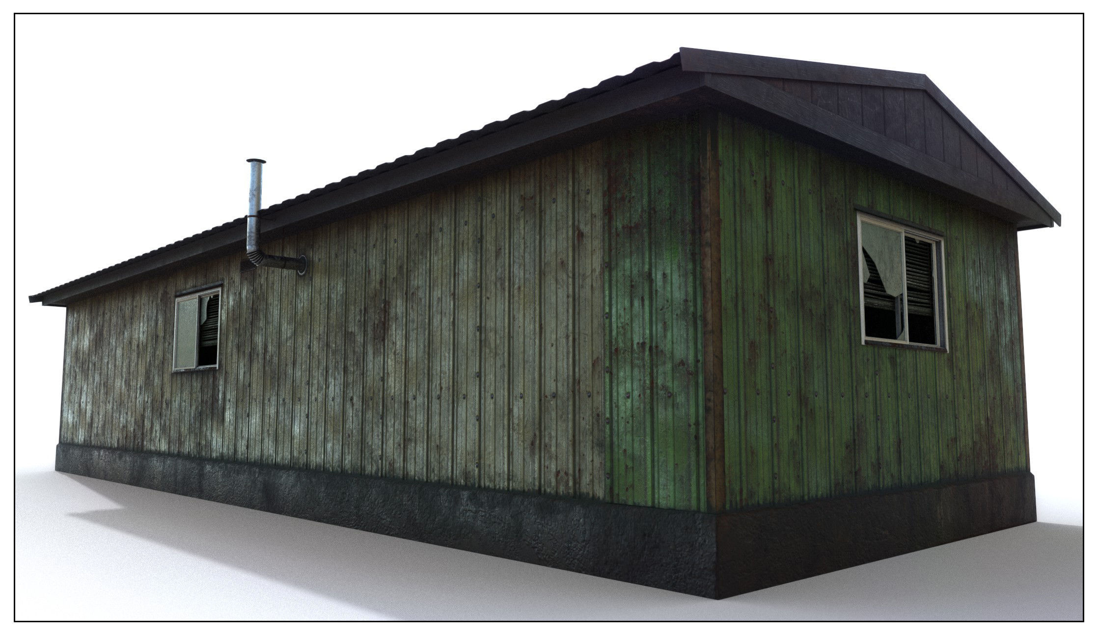 Abandoned House base 02 Low-poly 3D model_2