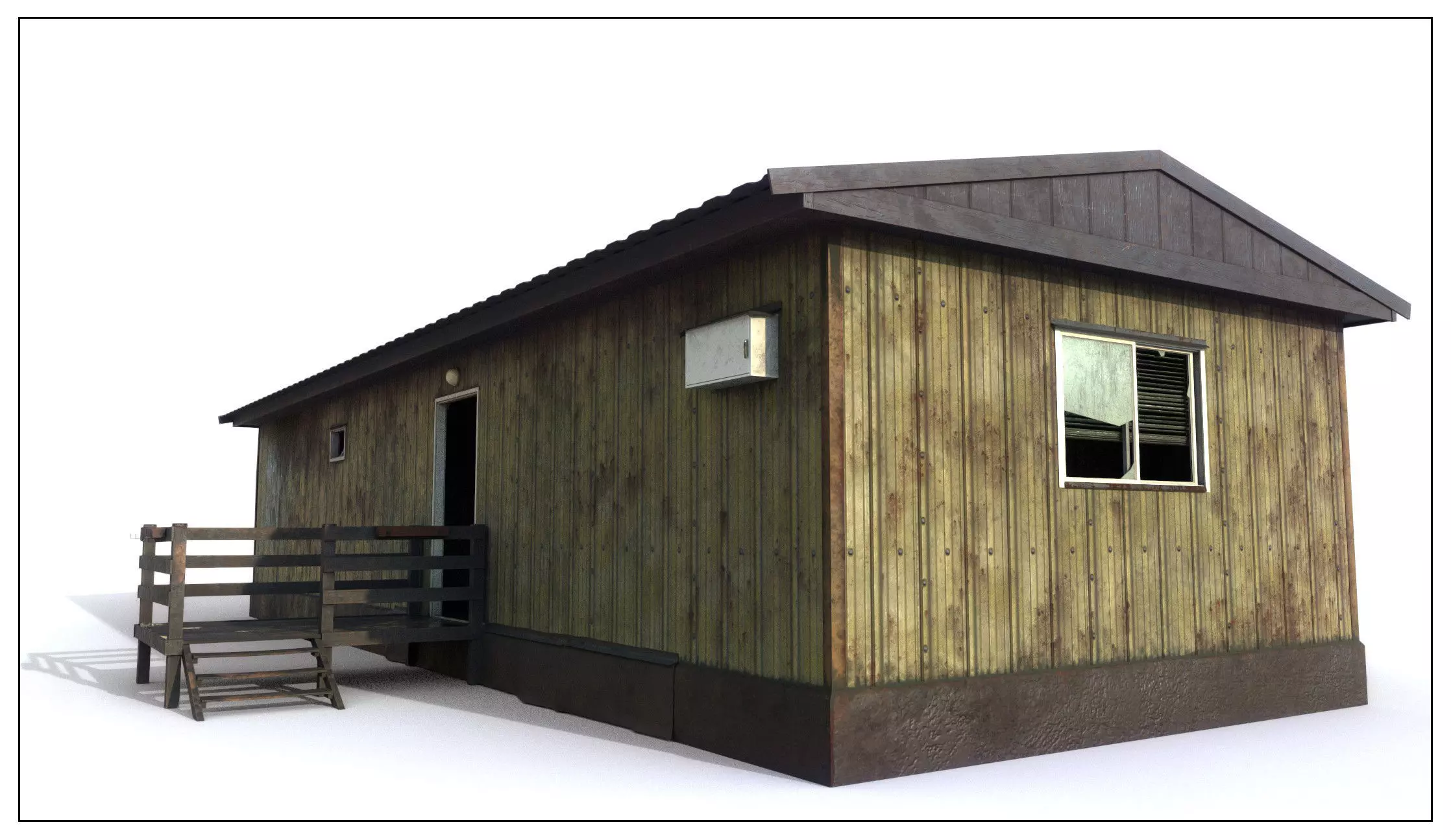 Abandoned House base 02 Low-poly 3D model_0