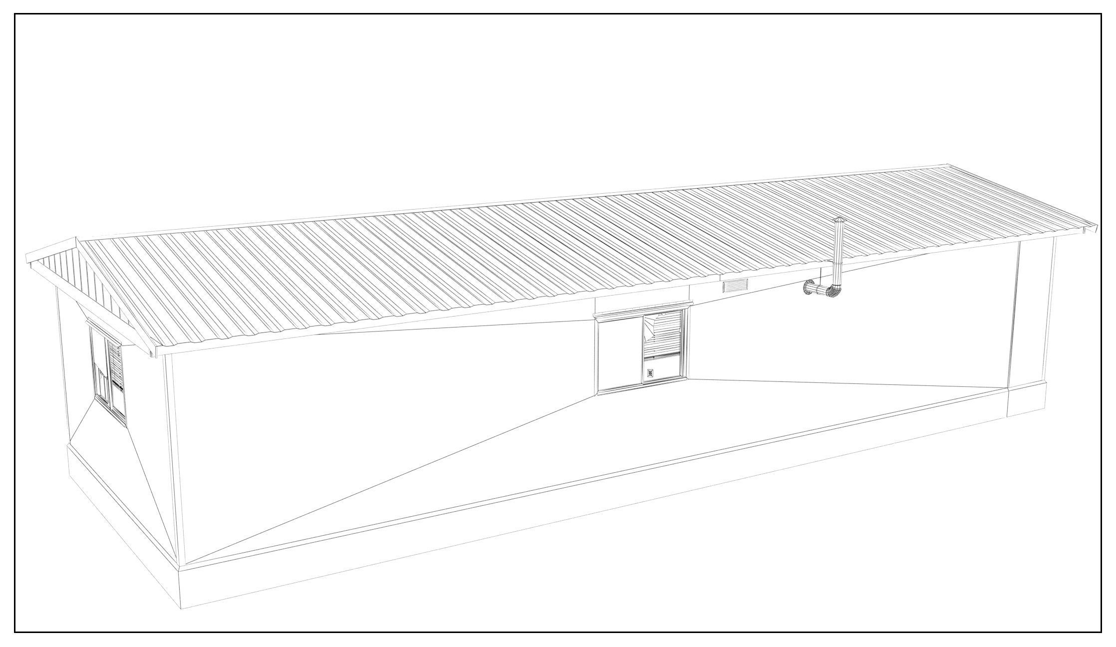 Abandoned House base 02 Low-poly 3D model_6