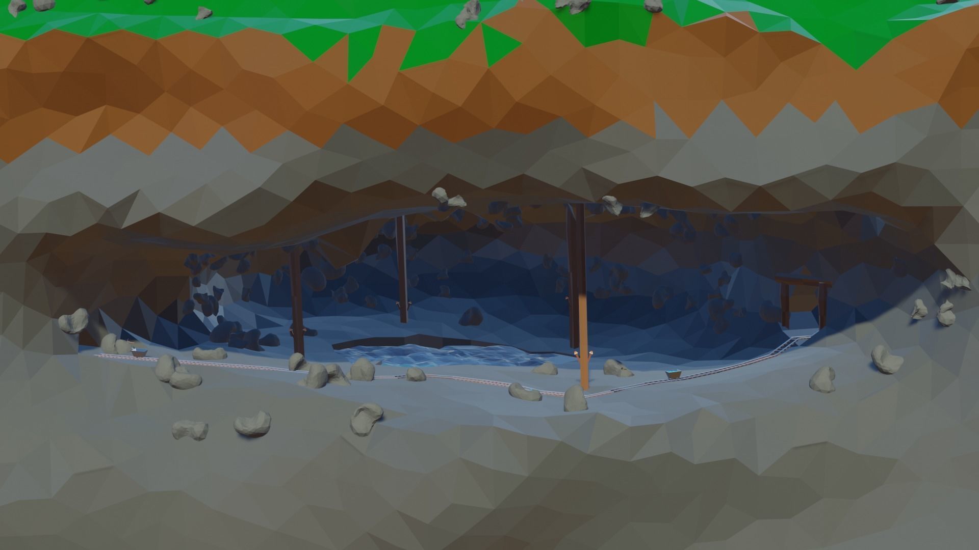 low poly terrain island with trees and lake 3D print model_4