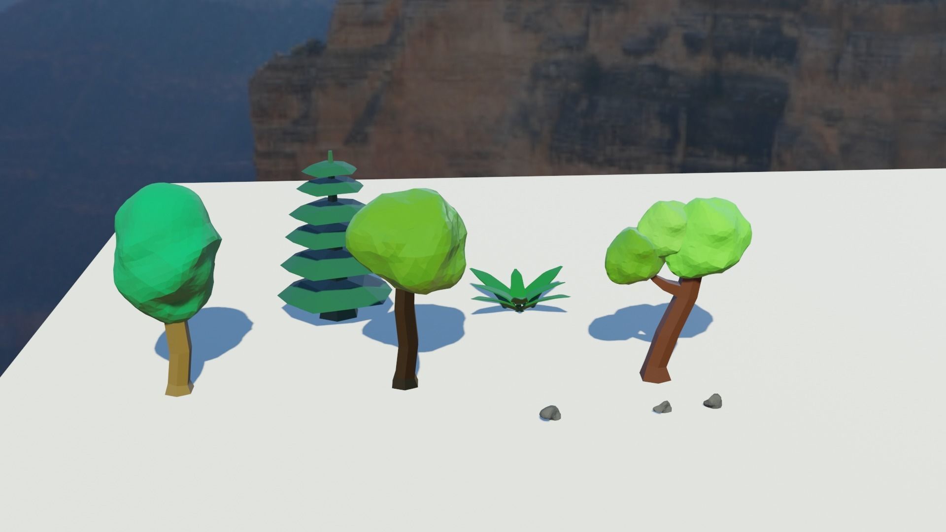 low poly terrain island with trees and lake 3D print model_8