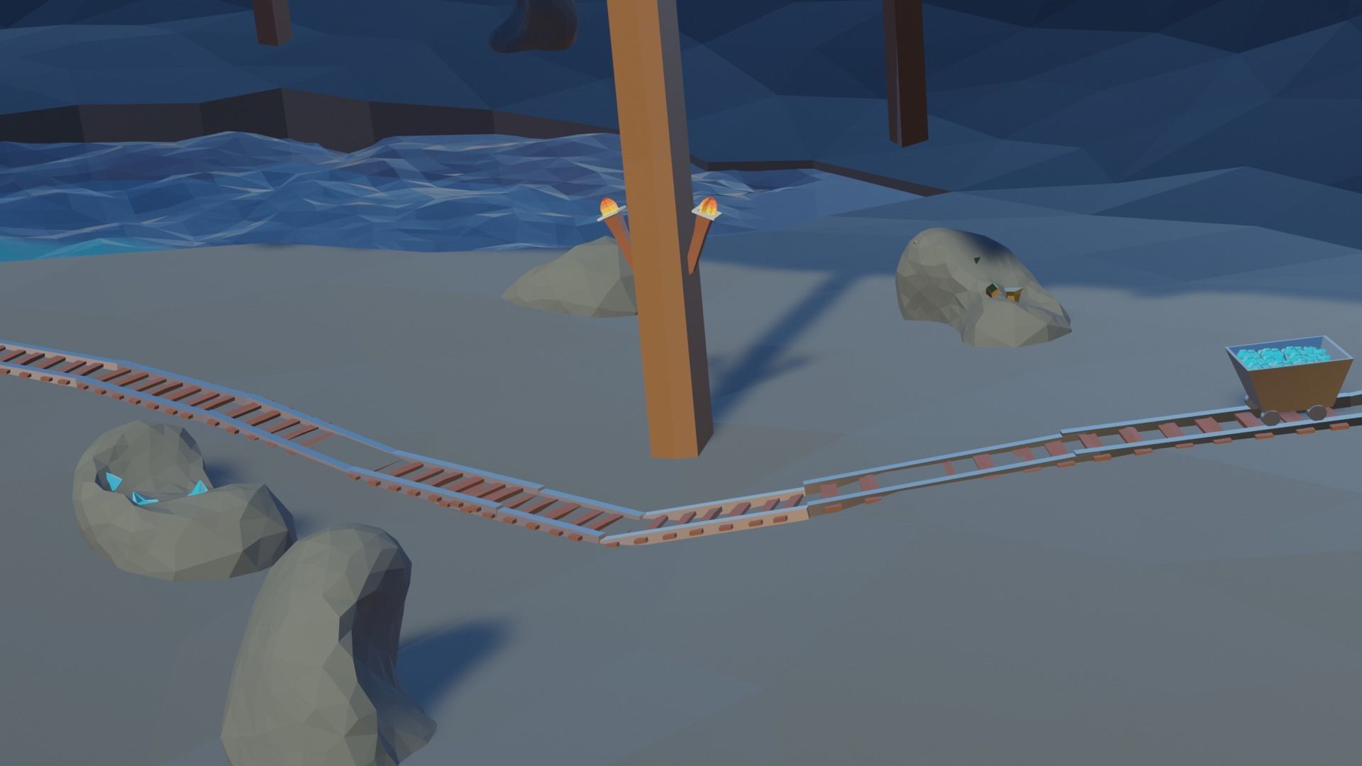 low poly terrain island with trees and lake 3D print model_5