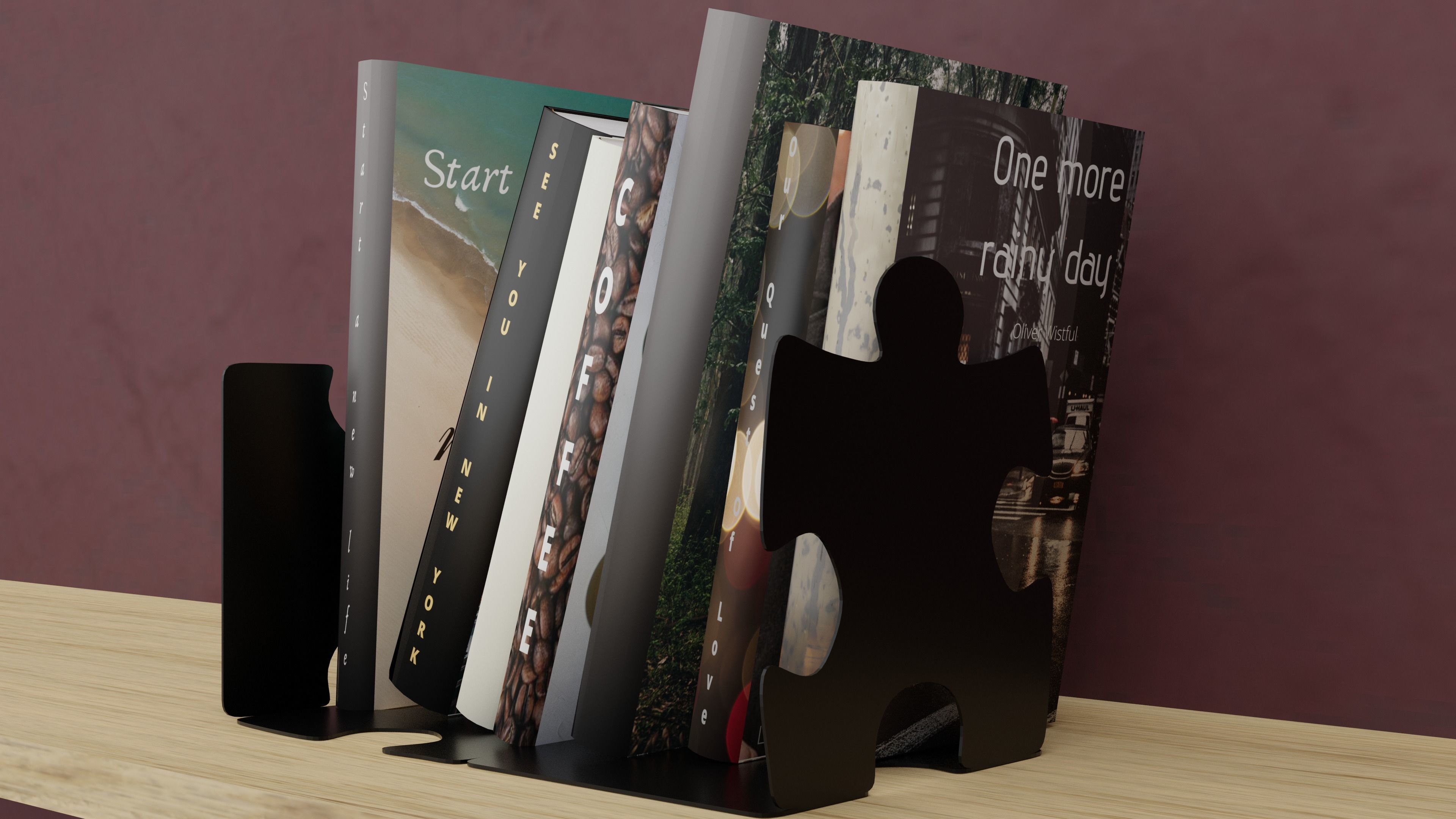 Books stack of on wooden table Free 3D model_8