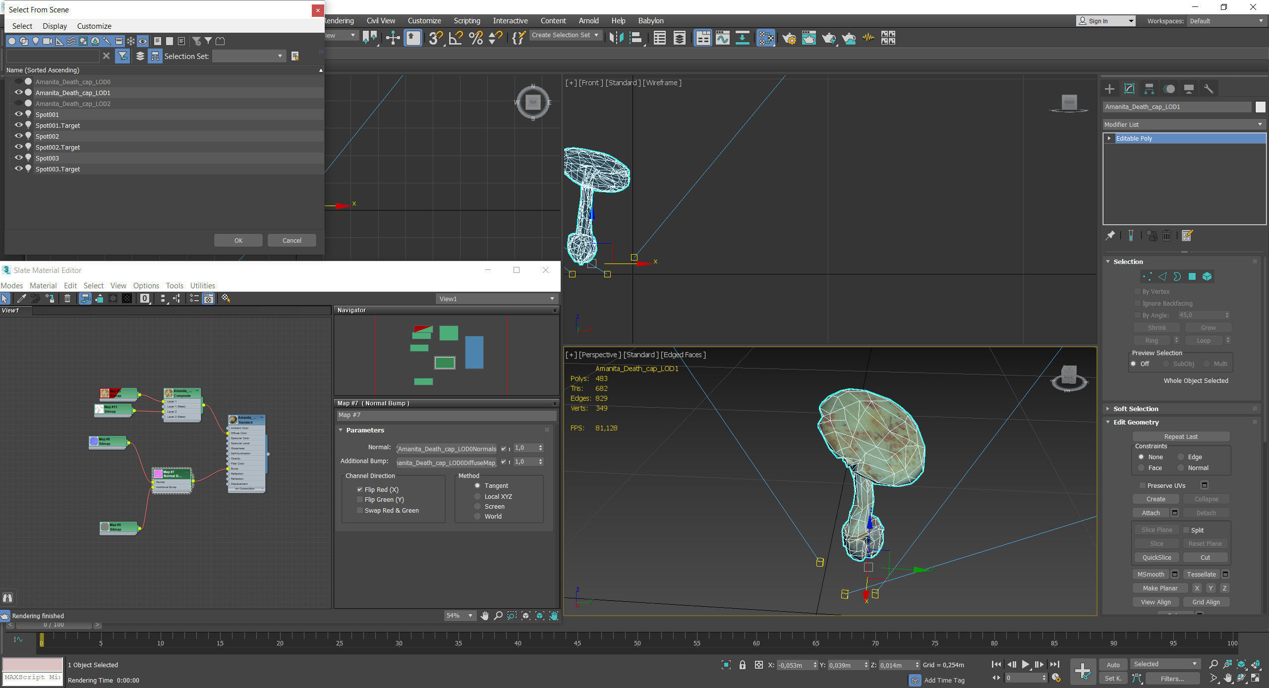 Amanita verna - fools mushroom Low-poly 3D model_63