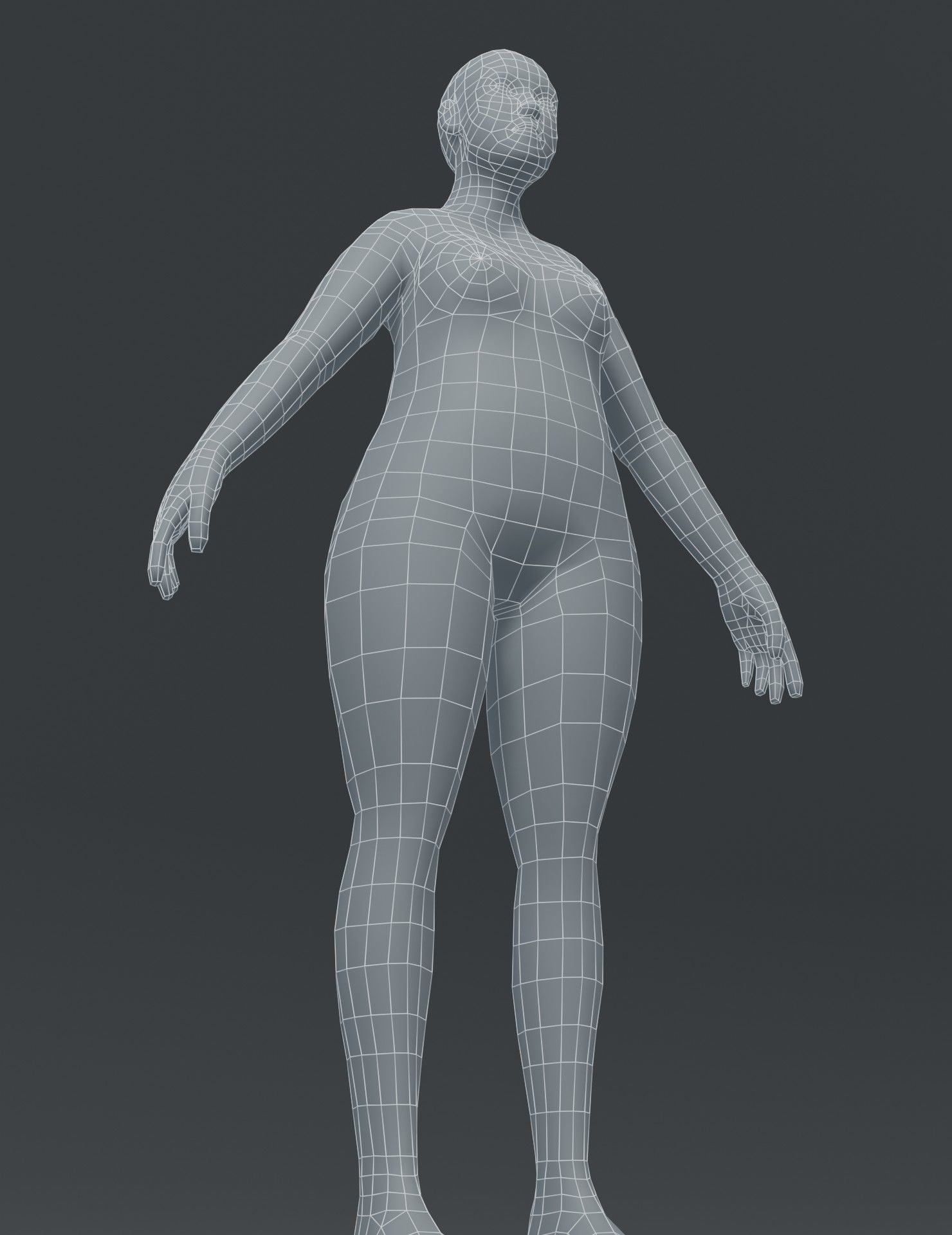 Female Body Fat Base Mesh 3D Model Low-poly 3D model_16