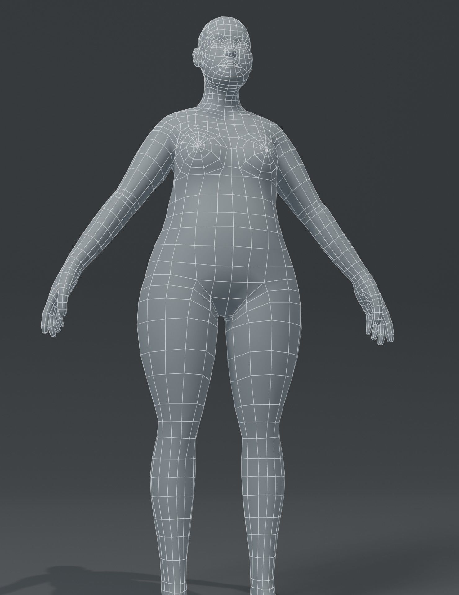 Female Body Fat Base Mesh 3D Model Low-poly 3D model_9