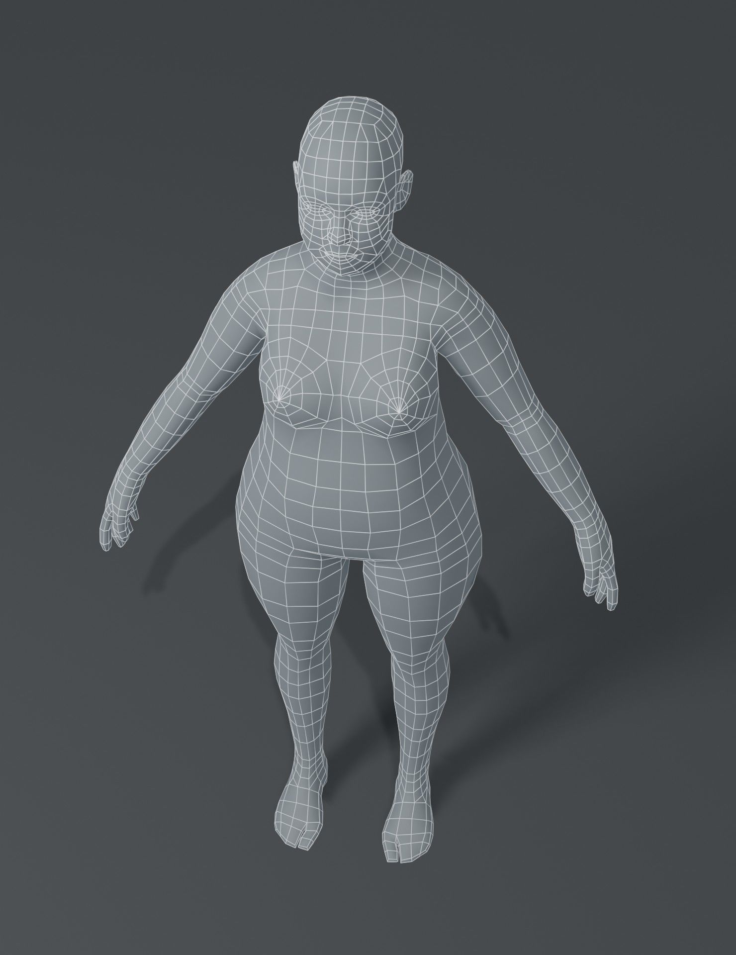 Female Body Fat Base Mesh 3D Model Low-poly 3D model_10