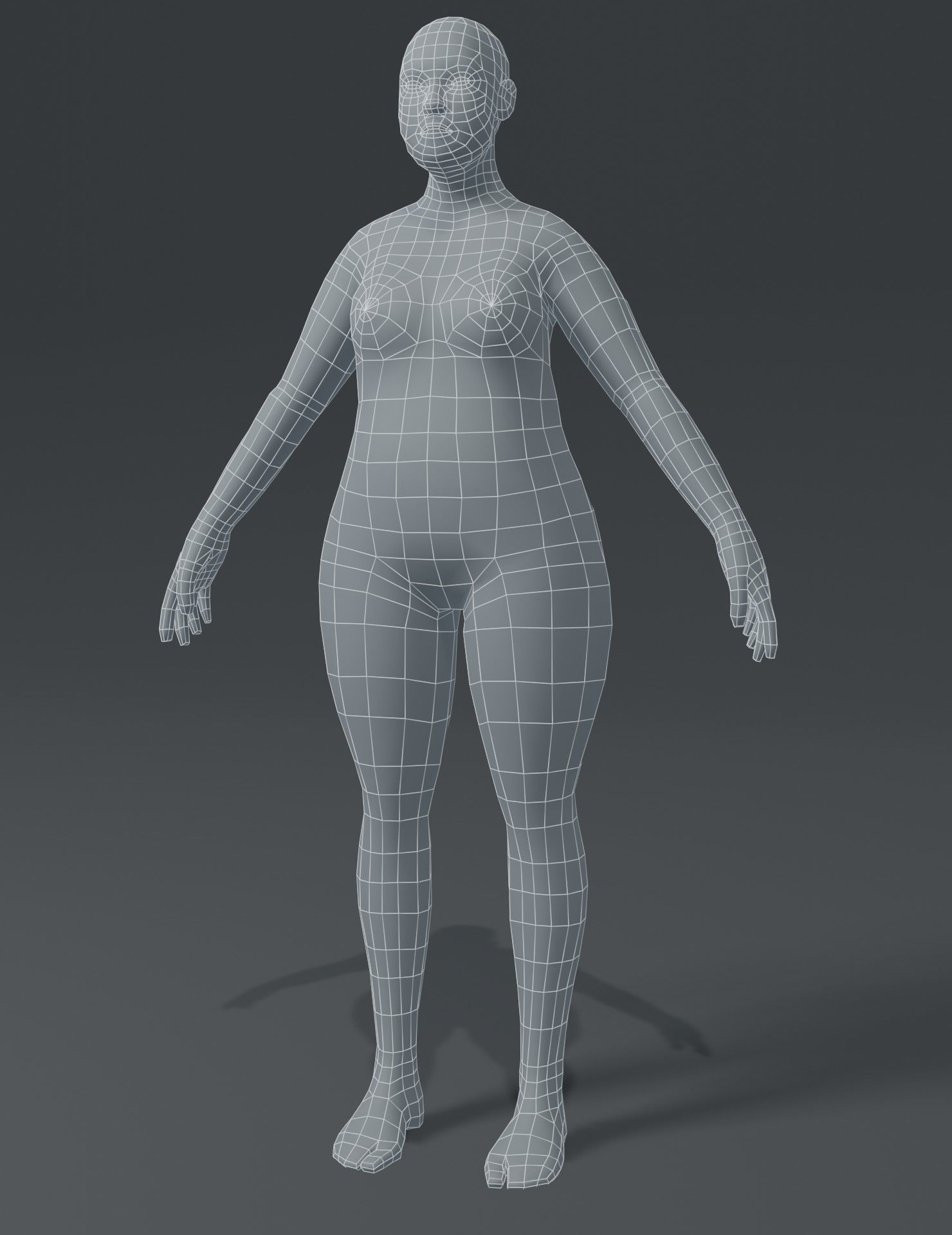 Female Body Fat Base Mesh 3D Model Low-poly 3D model_2