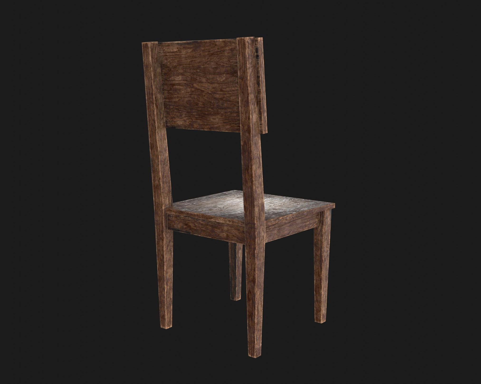 Old Wooden Chair Pack Low-poly 3D model_5