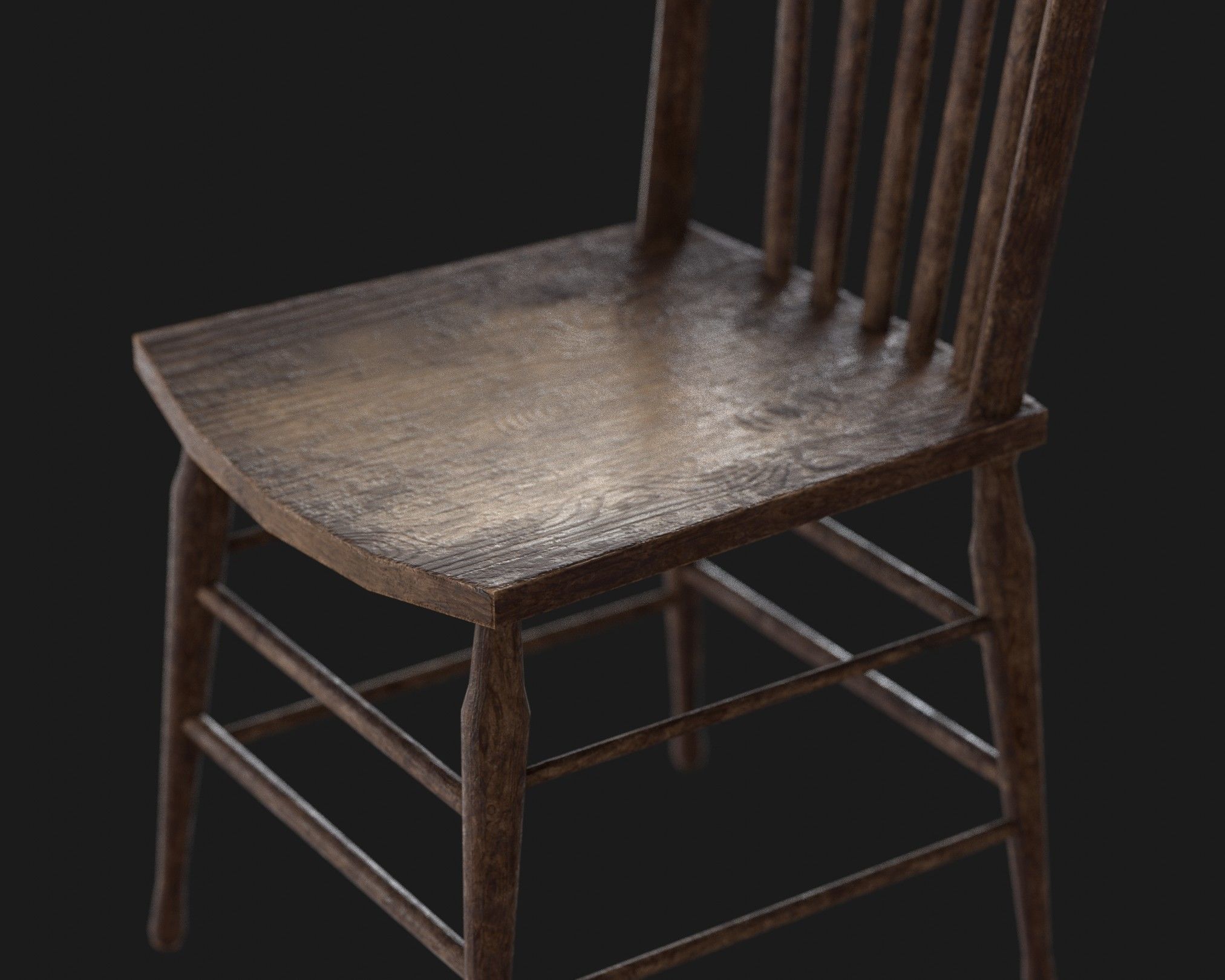 Old Wooden Chair Pack Low-poly 3D model_11