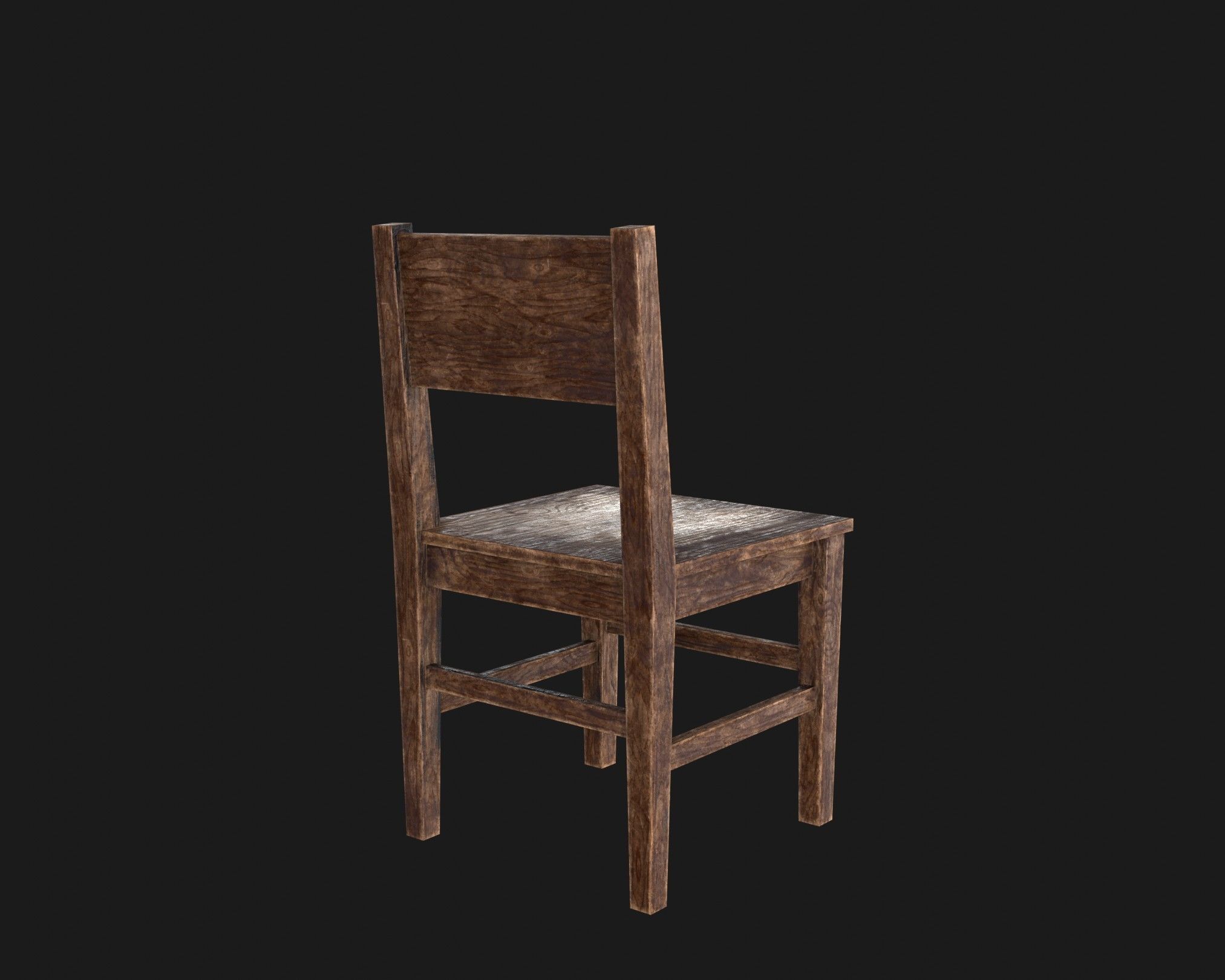 Old Wooden Chair Pack Low-poly 3D model_9