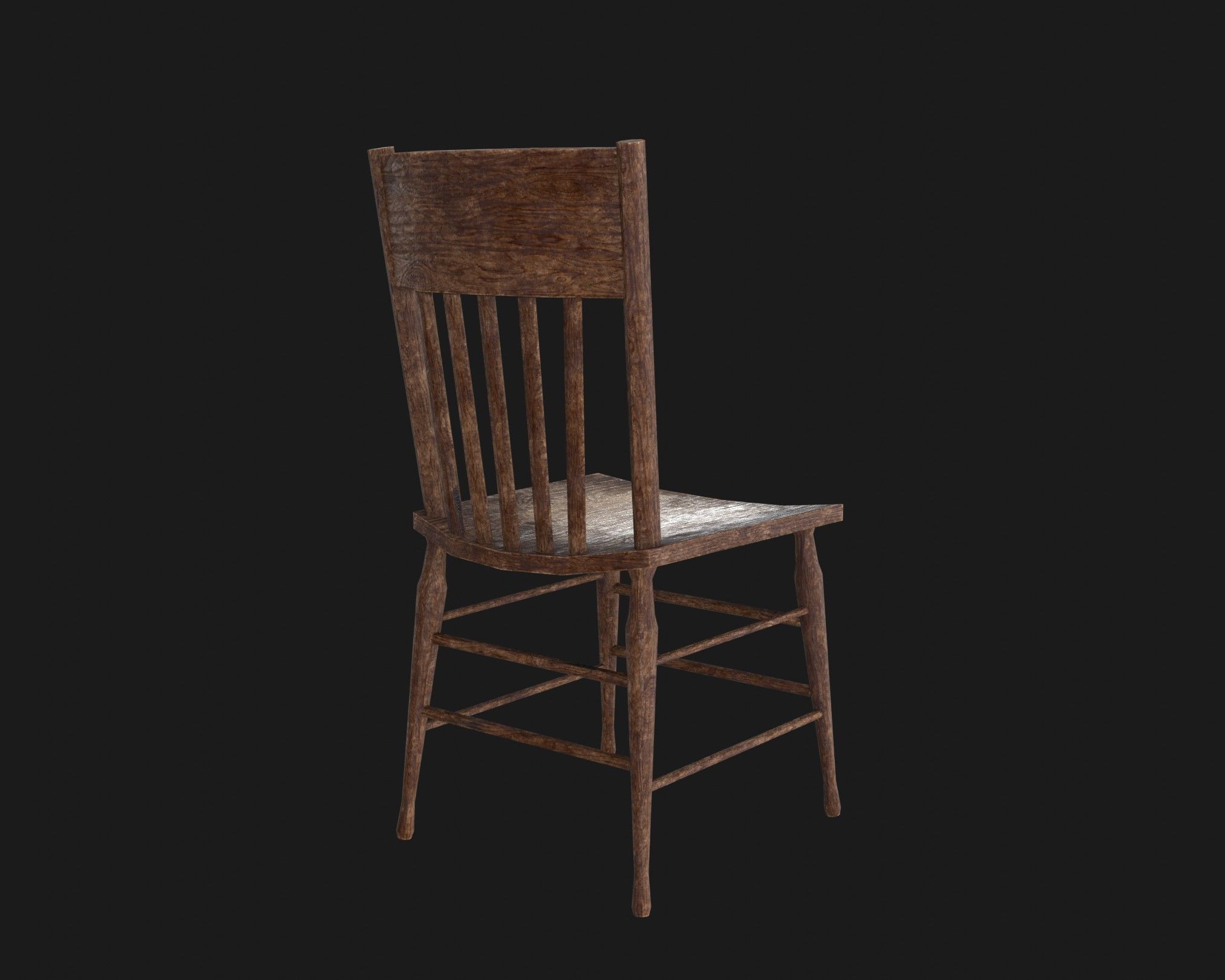 Old Wooden Chair Pack Low-poly 3D model_13