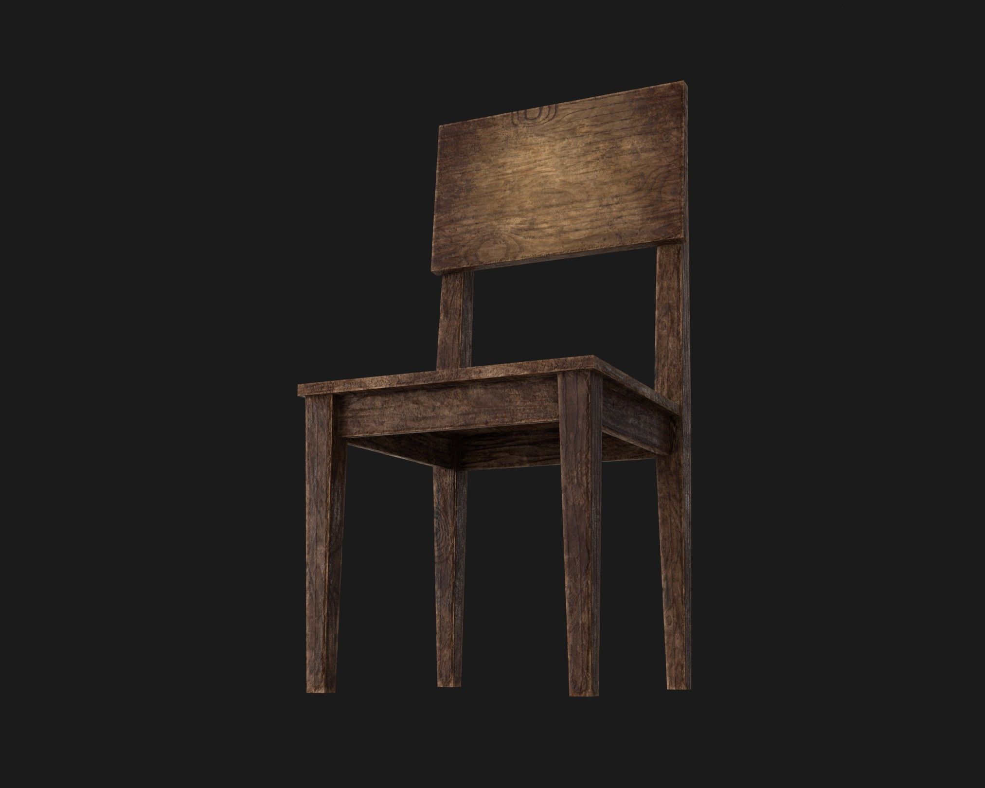 Old Wooden Chair Pack Low-poly 3D model_4