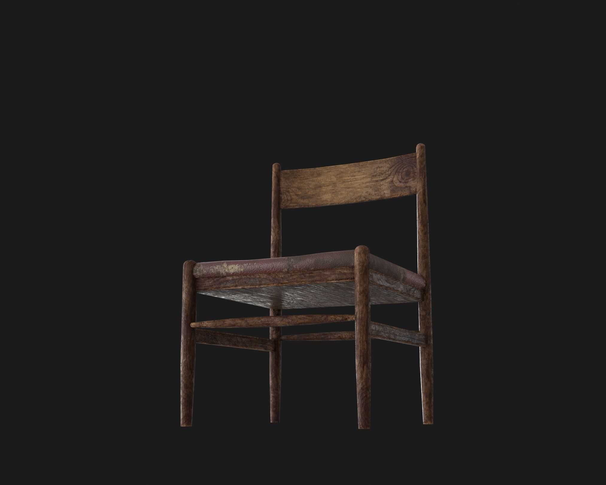 Old Wooden Chair Pack Low-poly 3D model_16