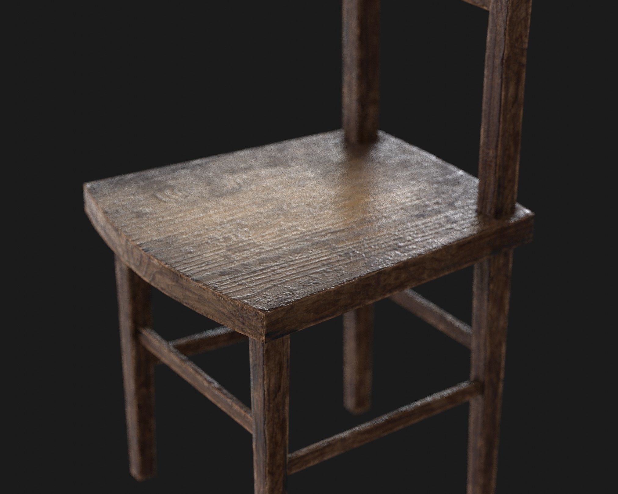 Old Wooden Chair Pack Low-poly 3D model_19