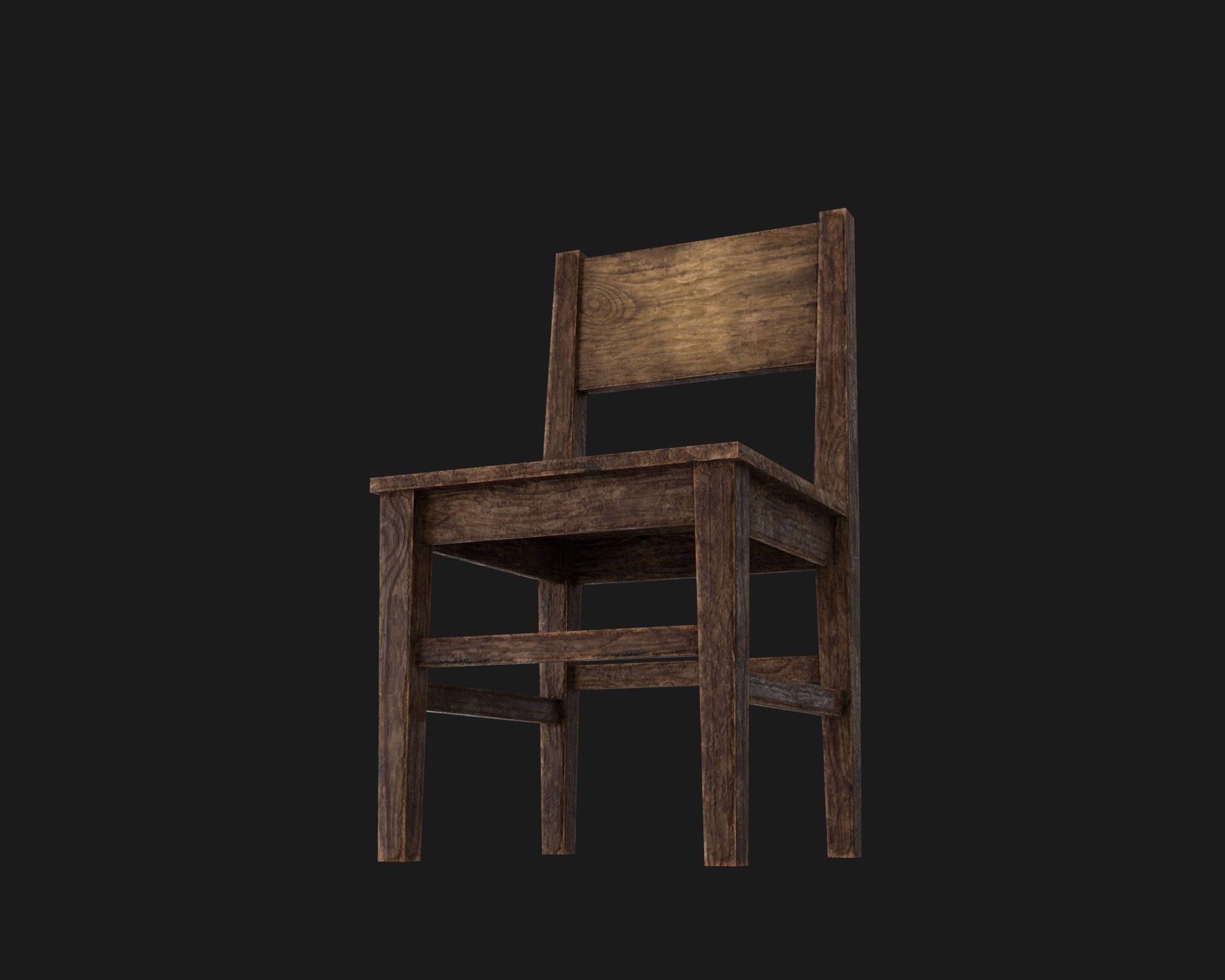 Old Wooden Chair Pack Low-poly 3D model_8