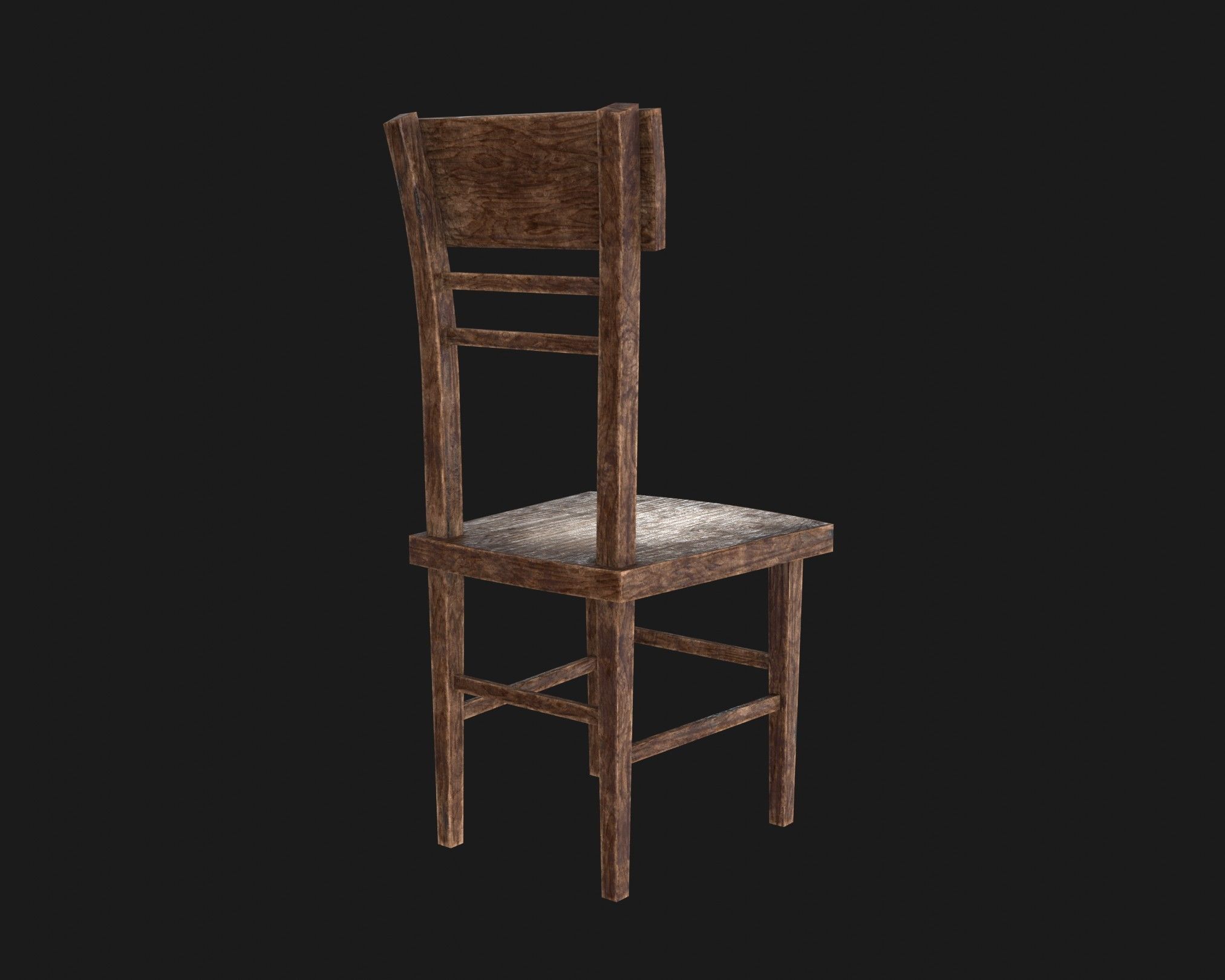 Old Wooden Chair Pack Low-poly 3D model_21