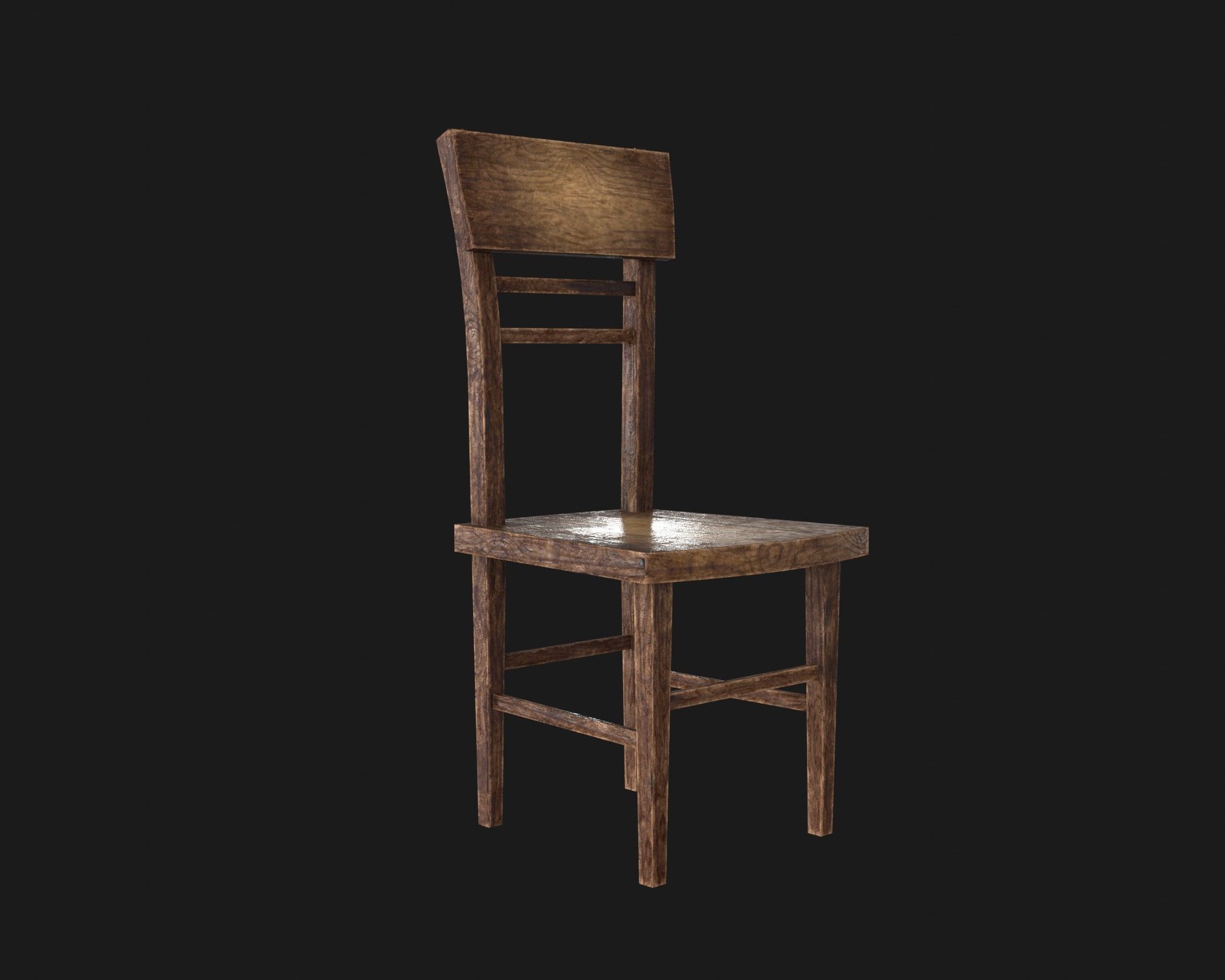 Old Wooden Chair Pack Low-poly 3D model_18