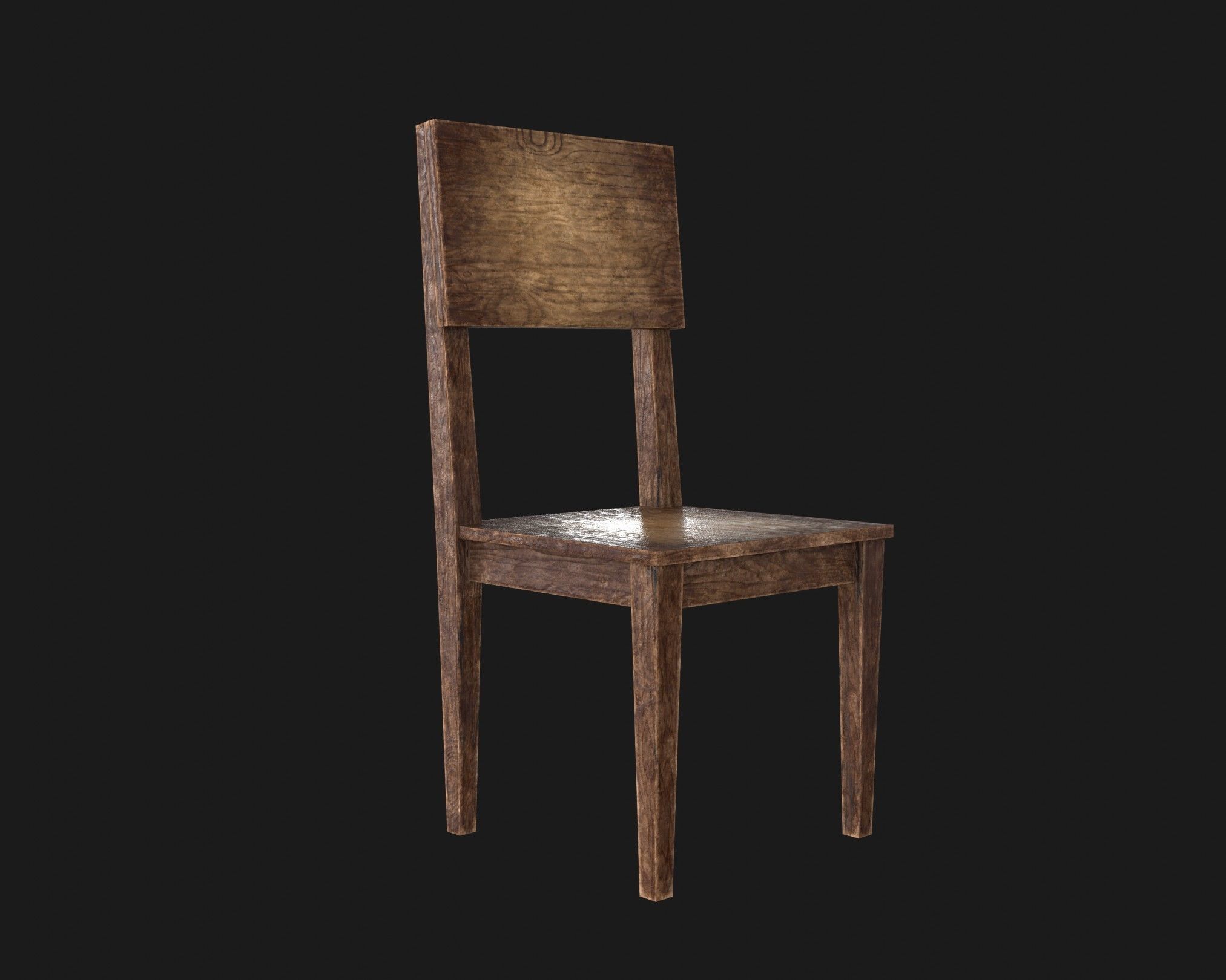 Old Wooden Chair Pack Low-poly 3D model_2