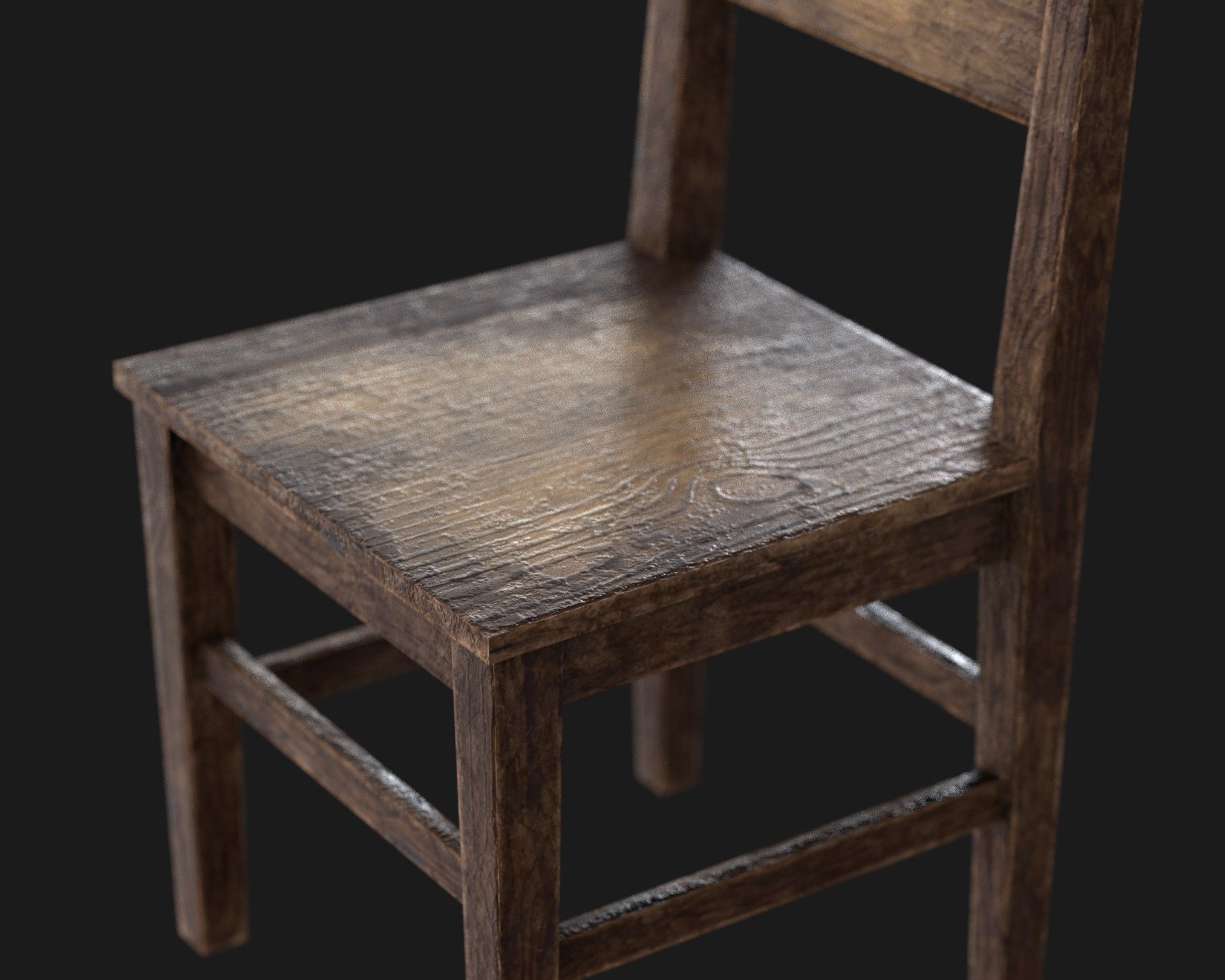 Old Wooden Chair Pack Low-poly 3D model_7