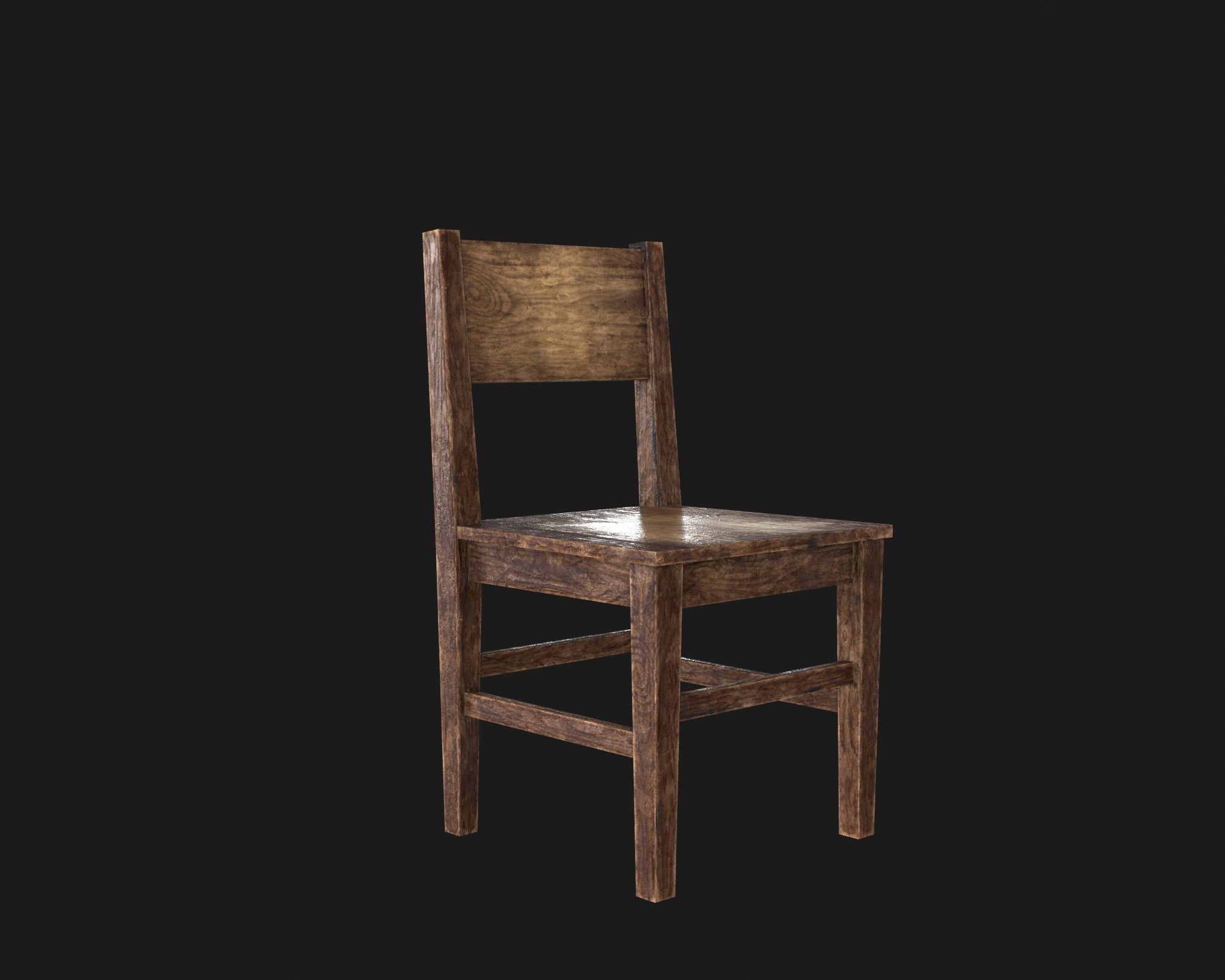 Old Wooden Chair Pack Low-poly 3D model_6