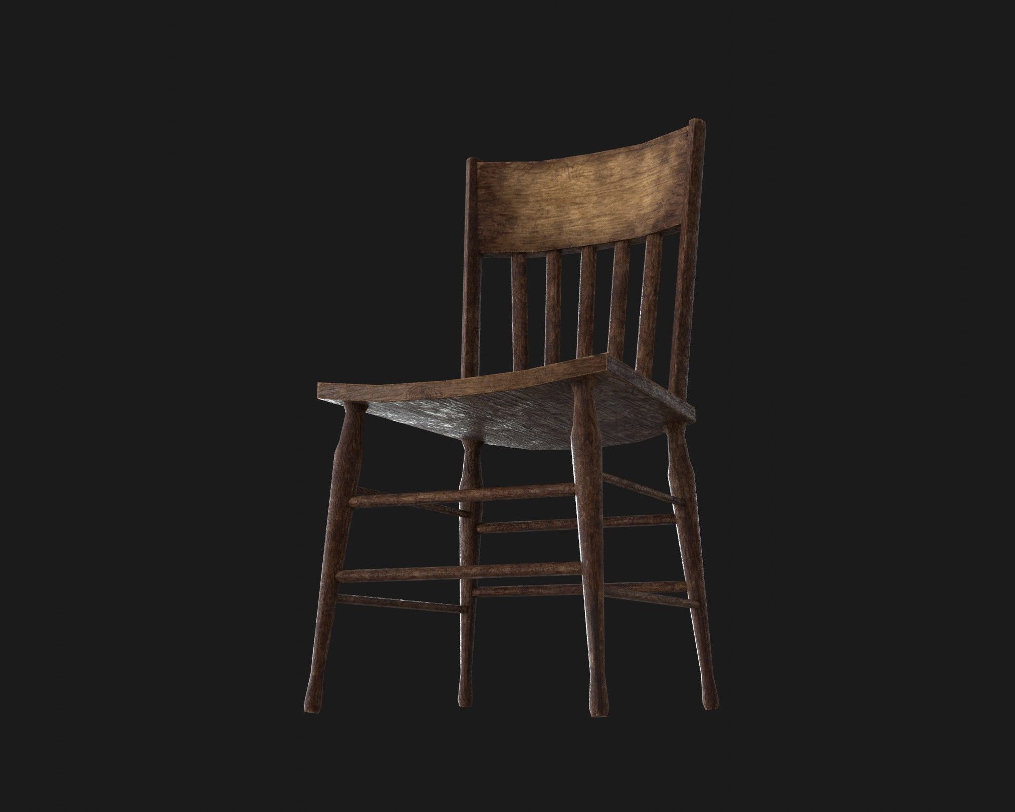 Old Wooden Chair Pack Low-poly 3D model_12