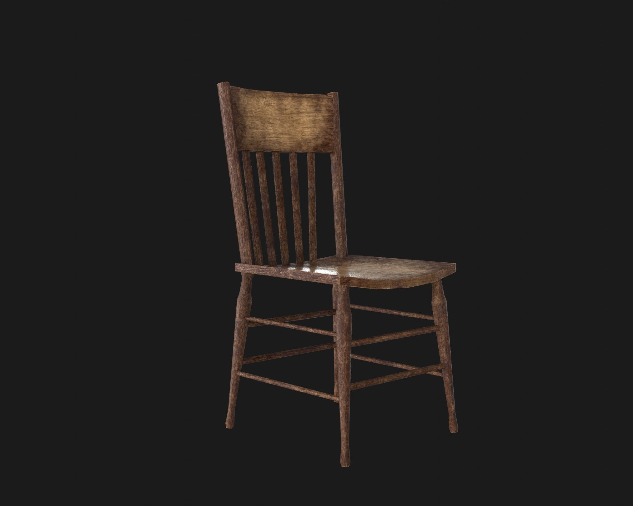 Old Wooden Chair Pack Low-poly 3D model_10