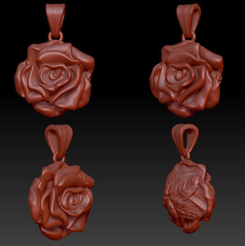 Rose pendant 3D print model_4