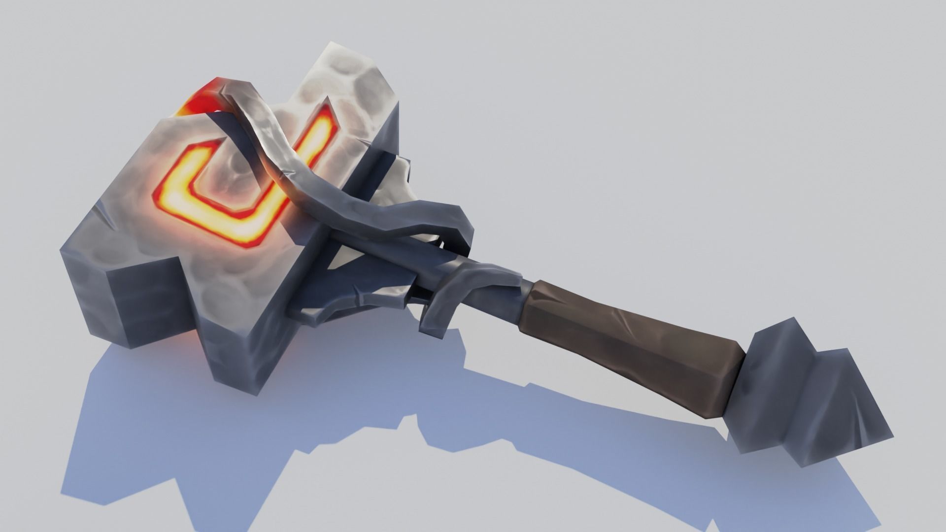 Stylized one-handed mace Low-poly 3D model_8