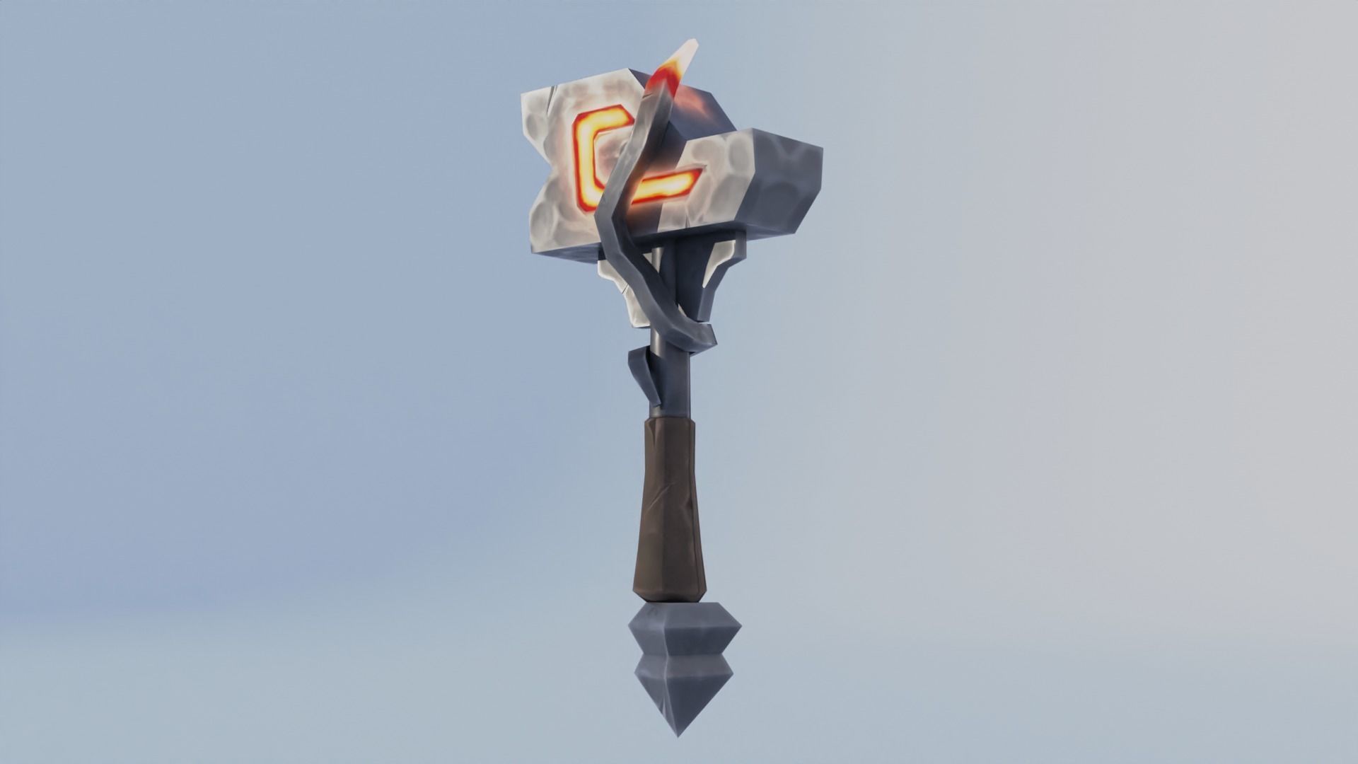 Stylized one-handed mace Low-poly 3D model_2