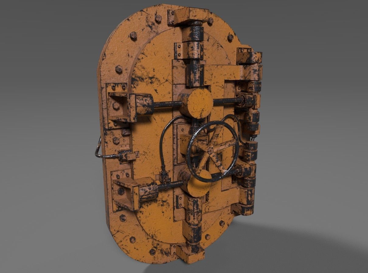Painted Industrial Door  3D model_1