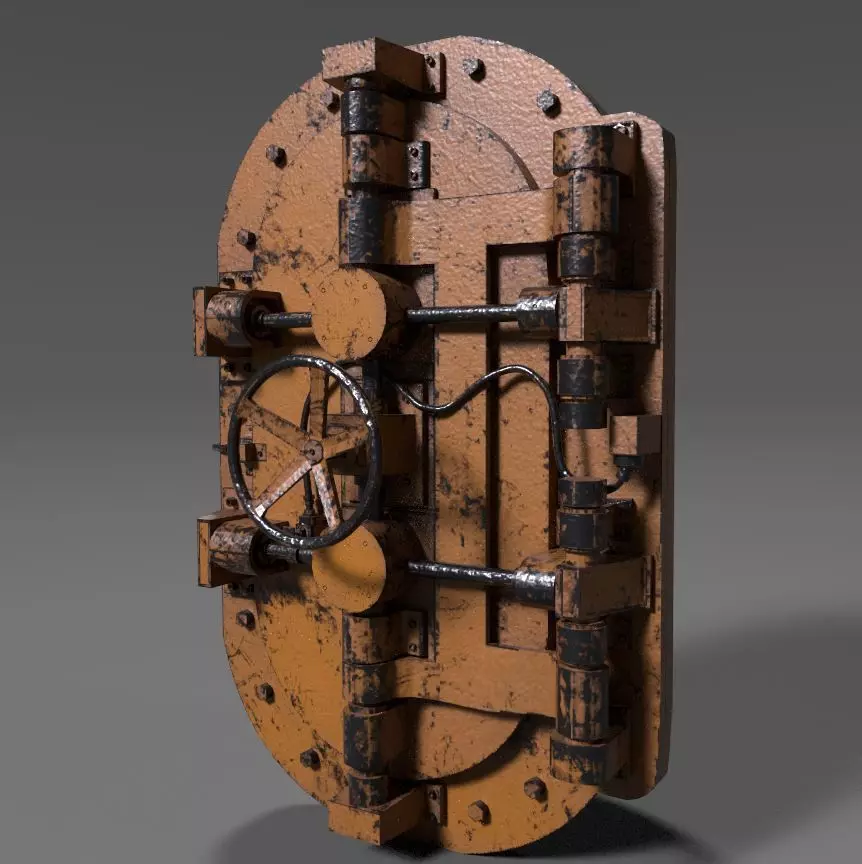 Painted Industrial Door  3D model_0