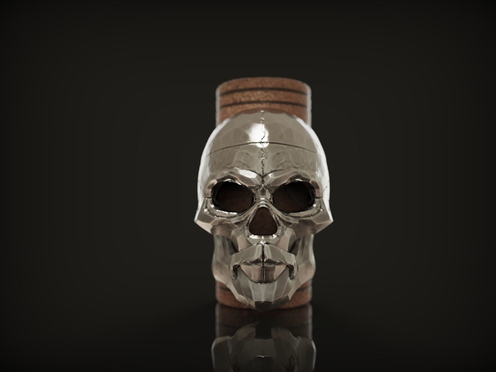 Ring Skull with beard from Silver street collection  3D print model_3
