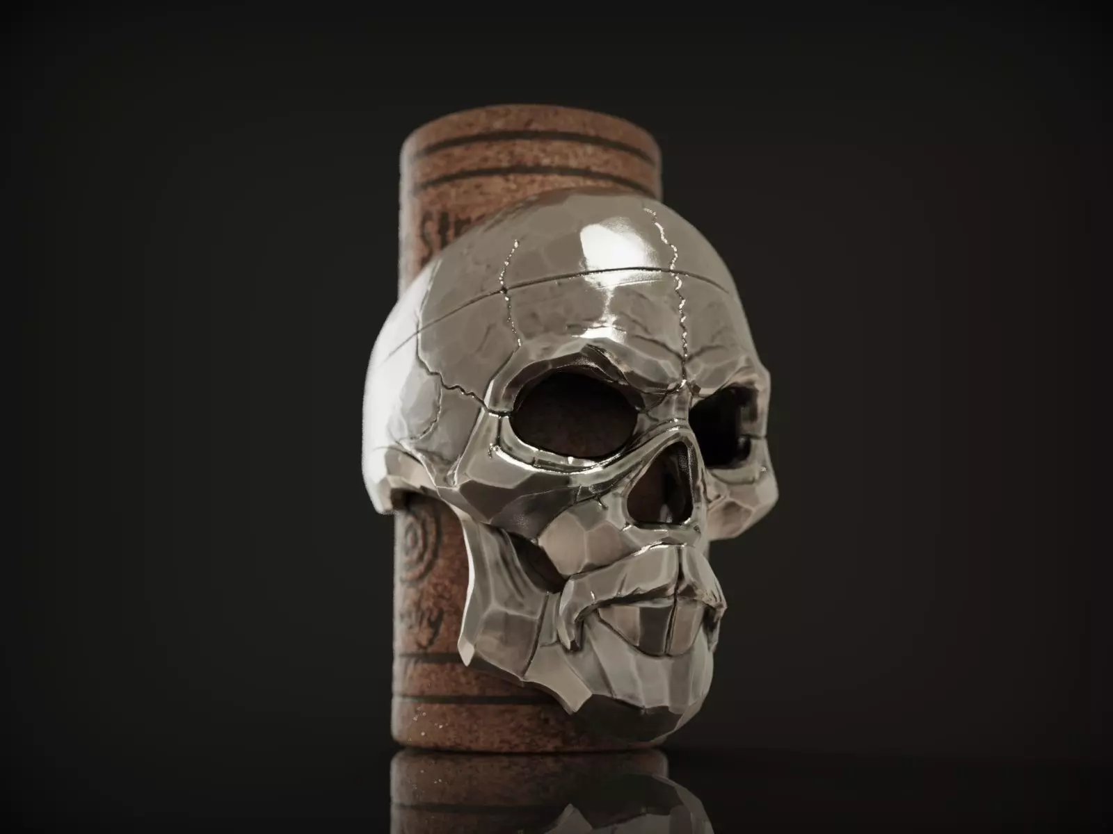 Ring Skull with beard from Silver street collection  3D print model_0