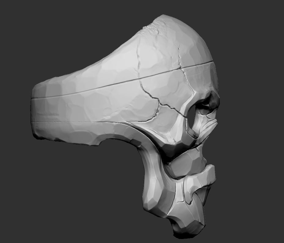 Ring Skull with beard from Silver street collection  3D print model_6