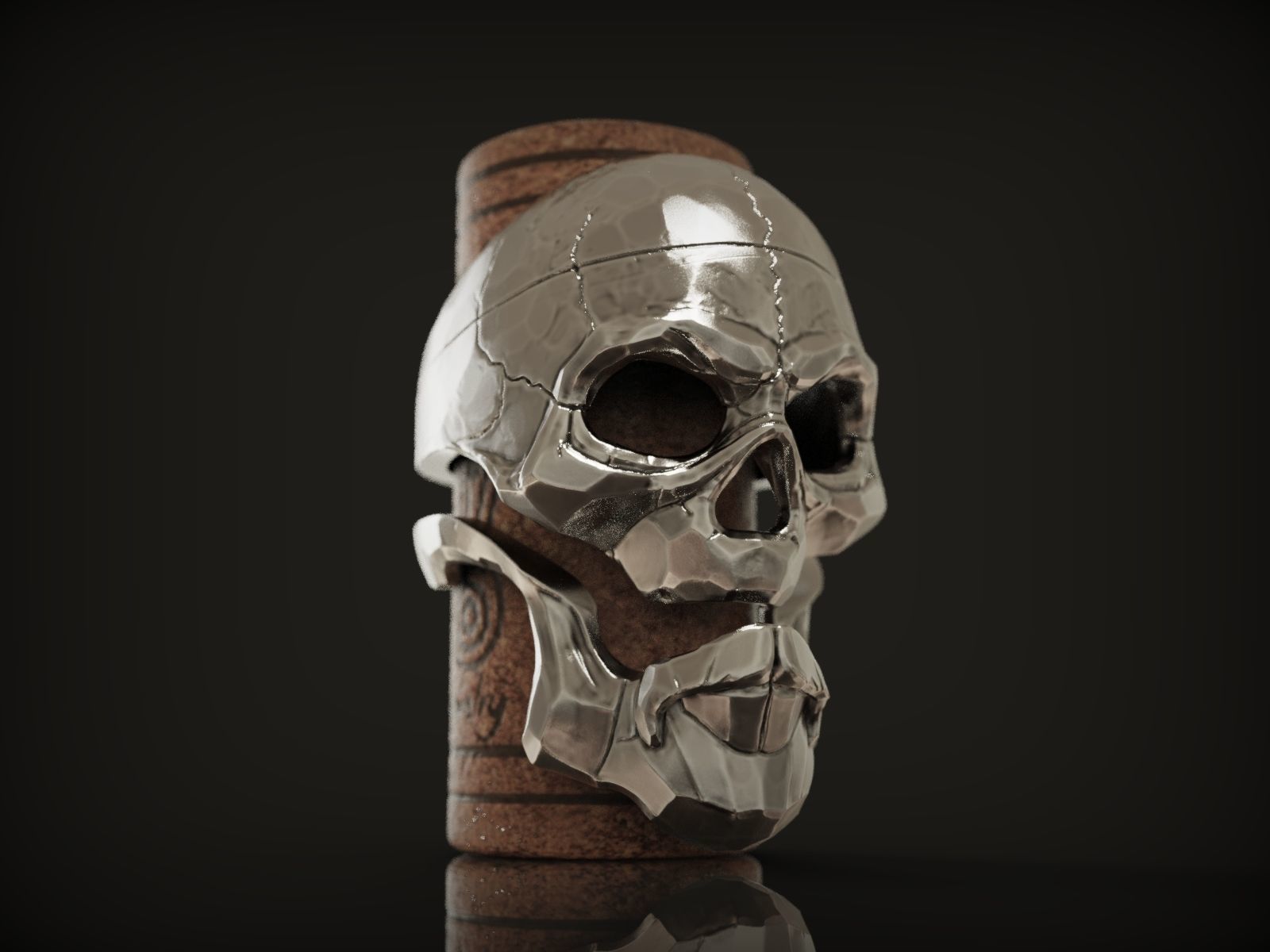Ring Skull with beard from Silver street collection  3D print model_4