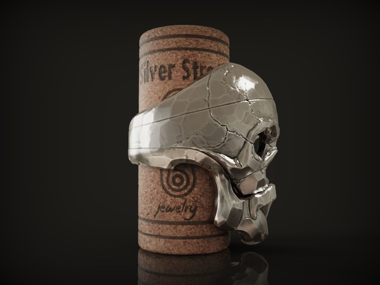 Ring Skull with beard from Silver street collection  3D print model_1