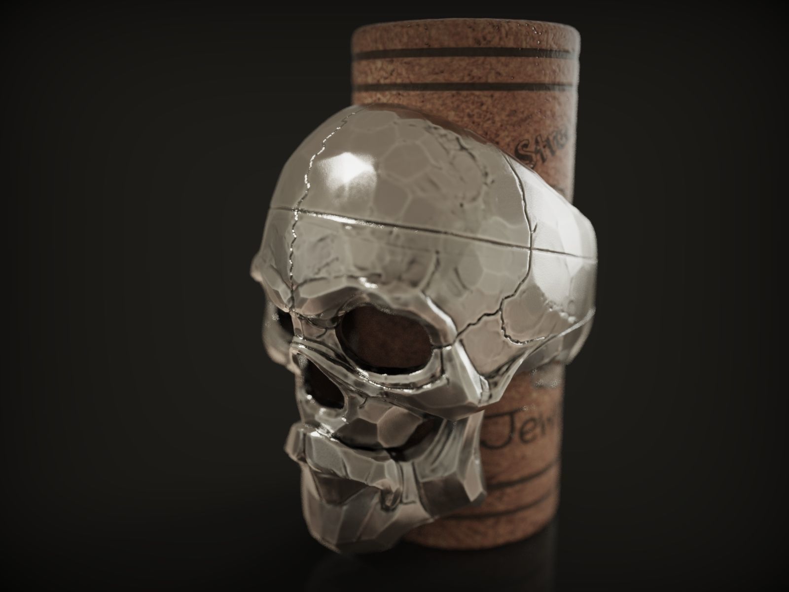 Ring Skull with beard from Silver street collection  3D print model_2