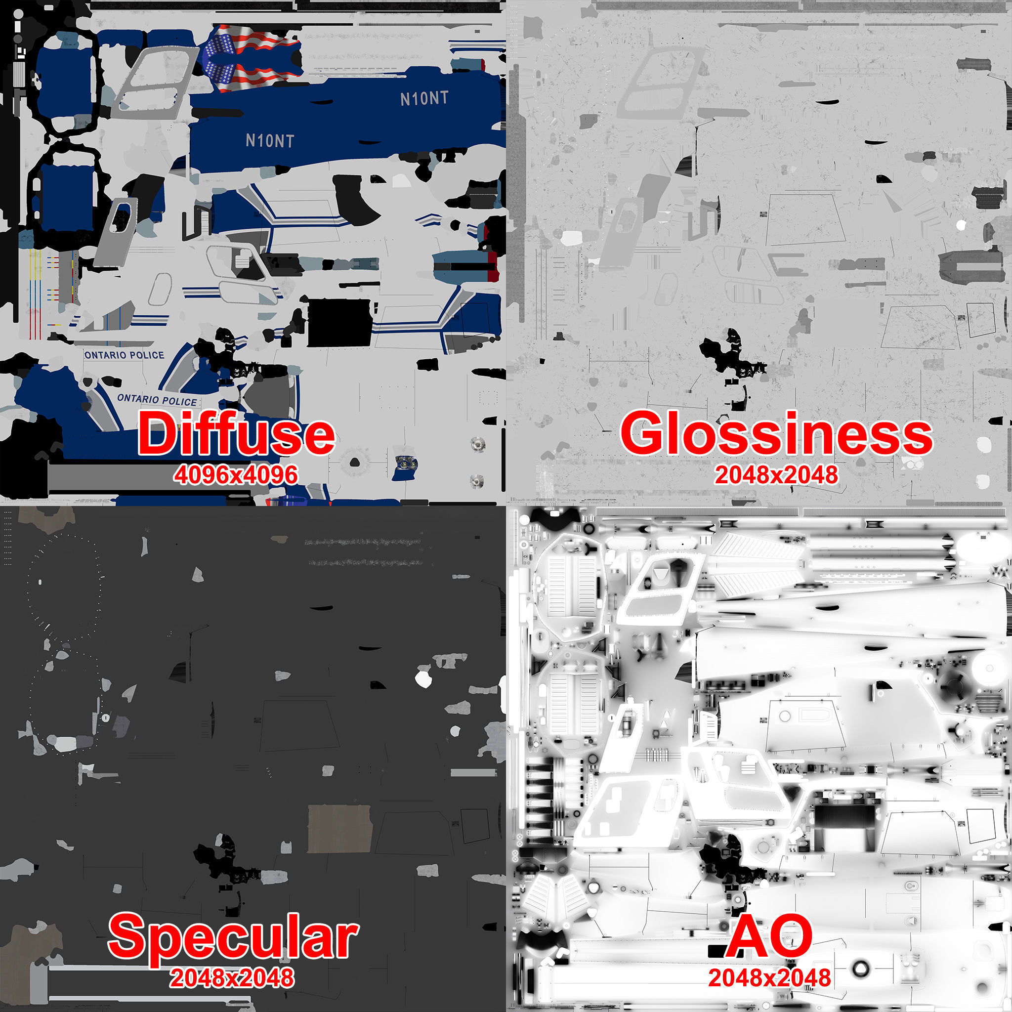 AS-350 Ontario Police Low-poly 3D model_14