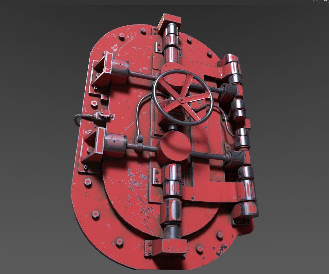 Painted industrial Door  3D model_2