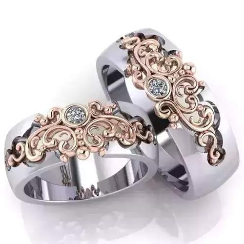 Beautiful wedding bands with stones  3D print model