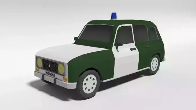 Low Poly Cartoon Retro Police Car