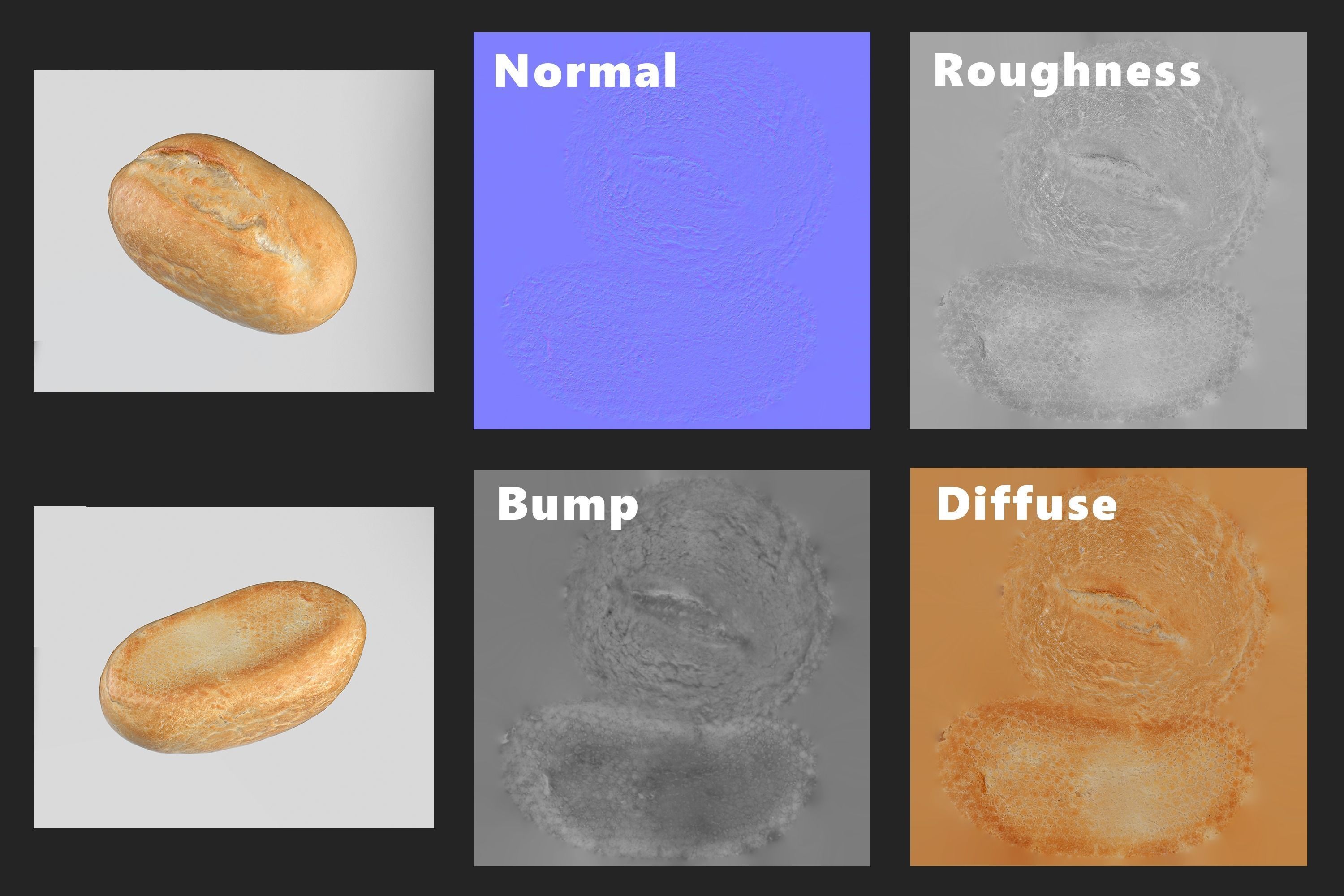 Schnitt Bread Roll Photoscan Low-poly 3D model_10