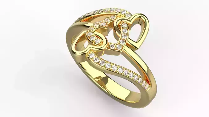 Diamond Hearts Ring 
