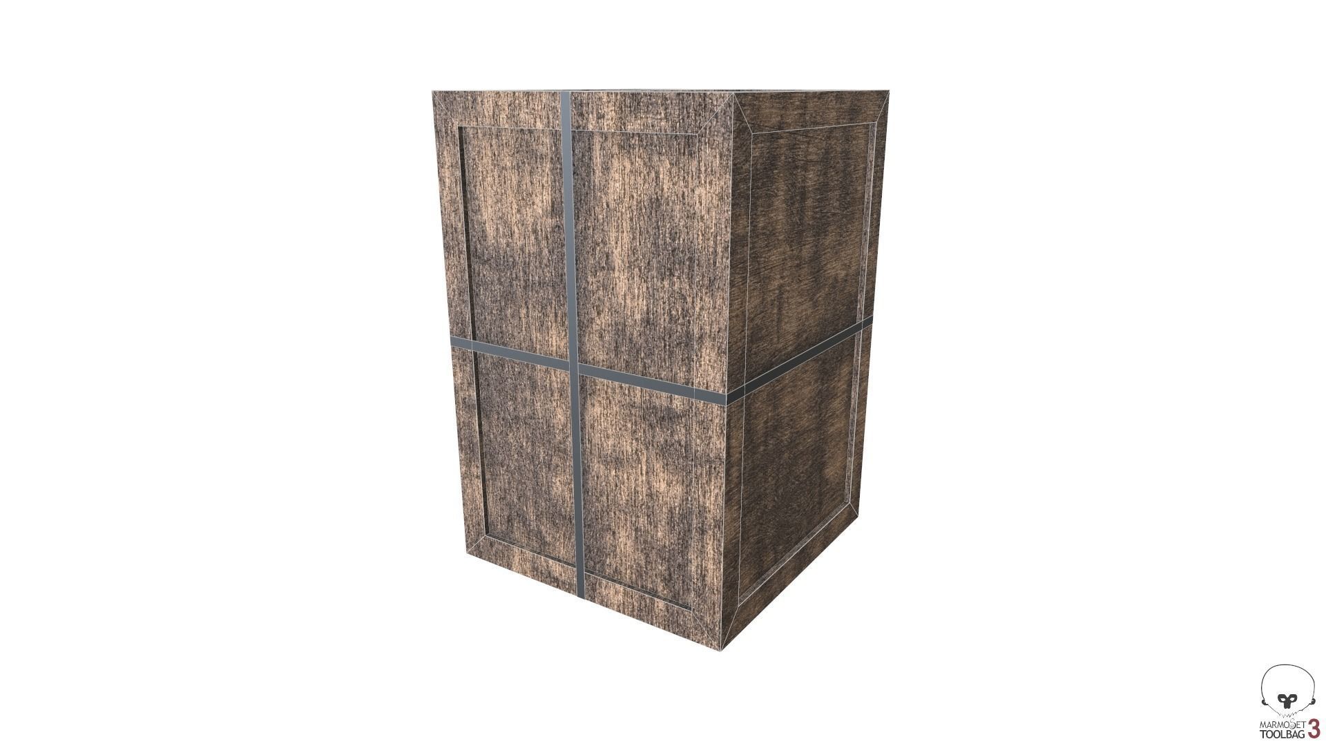 Low Poly Wooden Crate 4 Low-poly 3D model_7