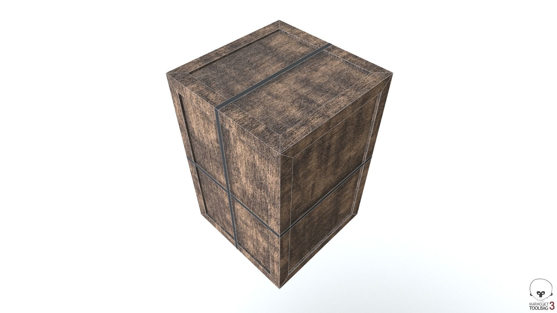 Low Poly Wooden Crate 4 Low-poly 3D model_9