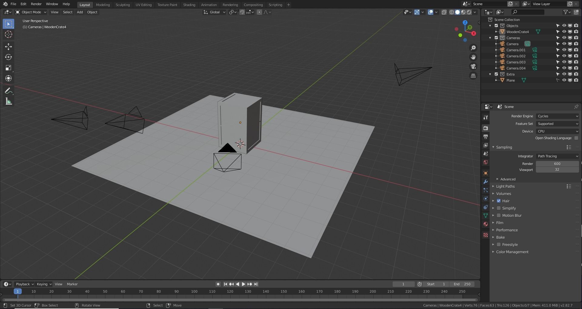 Low Poly Wooden Crate 4 Low-poly 3D model_14
