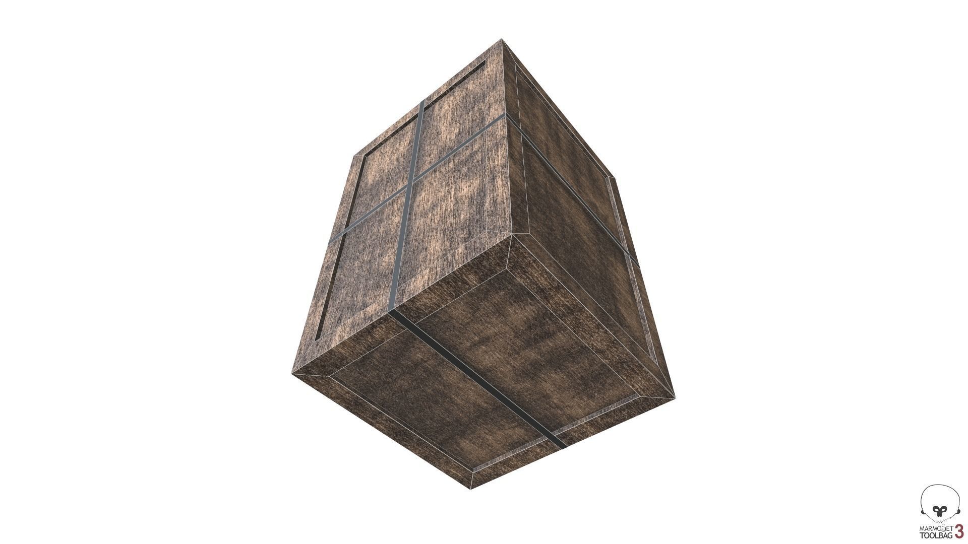 Low Poly Wooden Crate 4 Low-poly 3D model_10