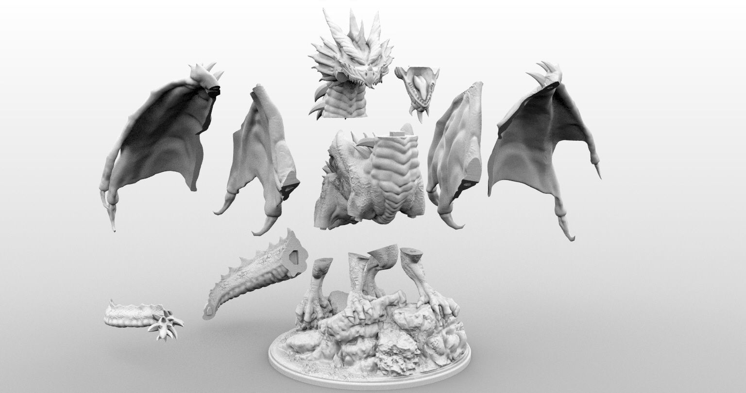 High Resolution Gargantuan Red Dragon Miniature 3D print model_2