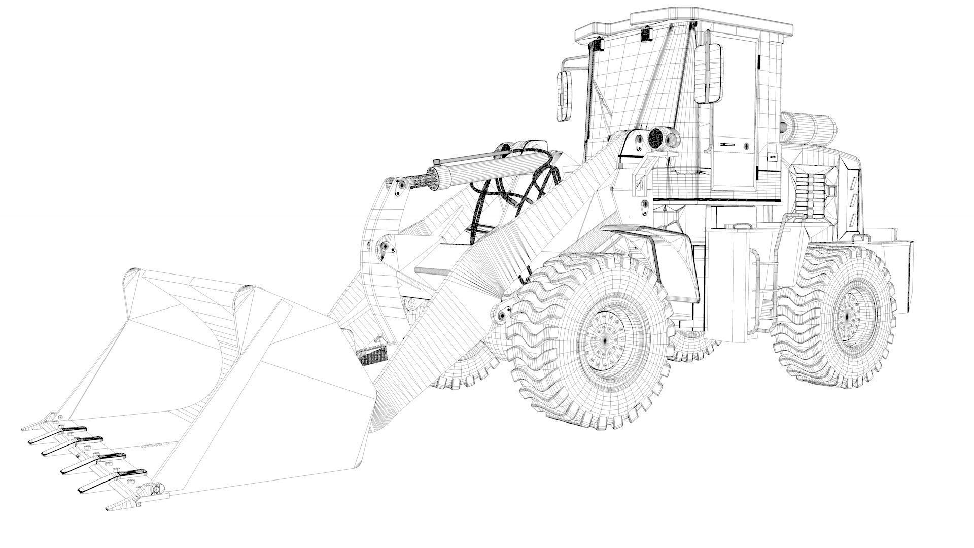 Wheel Loader Rigged and Animated 3D model_35
